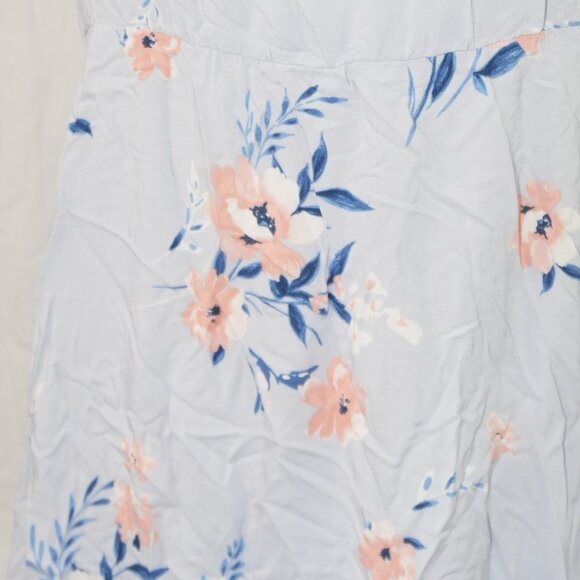 Torrid Size 1 Floral Dress Light Blue Beach Cover up Mid Thigh Elastic Waistband - Picture 6 of 6